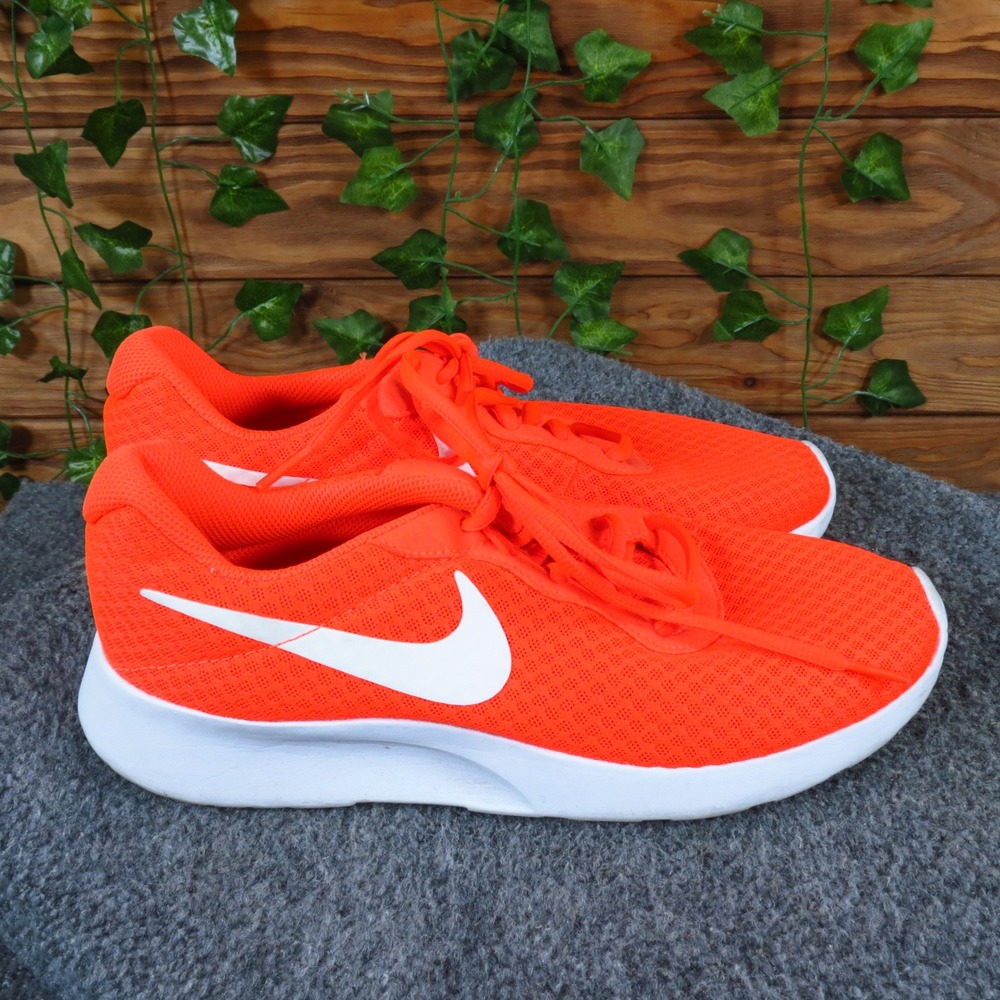 Nike Tanjun Mens Running Shoes Size 7 Athletic Walking Sneakers Orange White - Picture 3 of 7